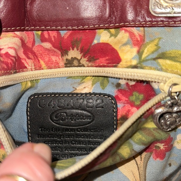 Brighton Jodi Reversible Wine Leather and Romantic French Toile Canvas Mini Bag - Picture 8 of 15